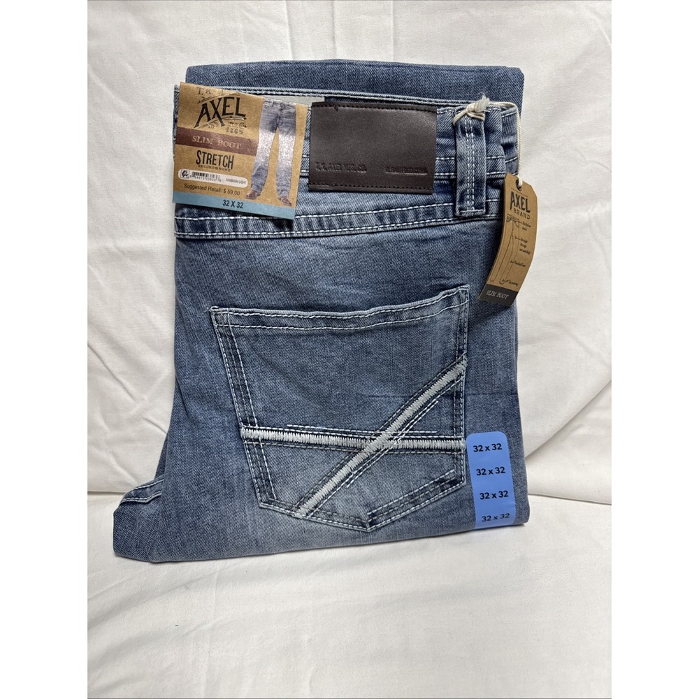 NEW TK Axel Men's  Light blue Slim Boot Stretch Jeans 32x 32